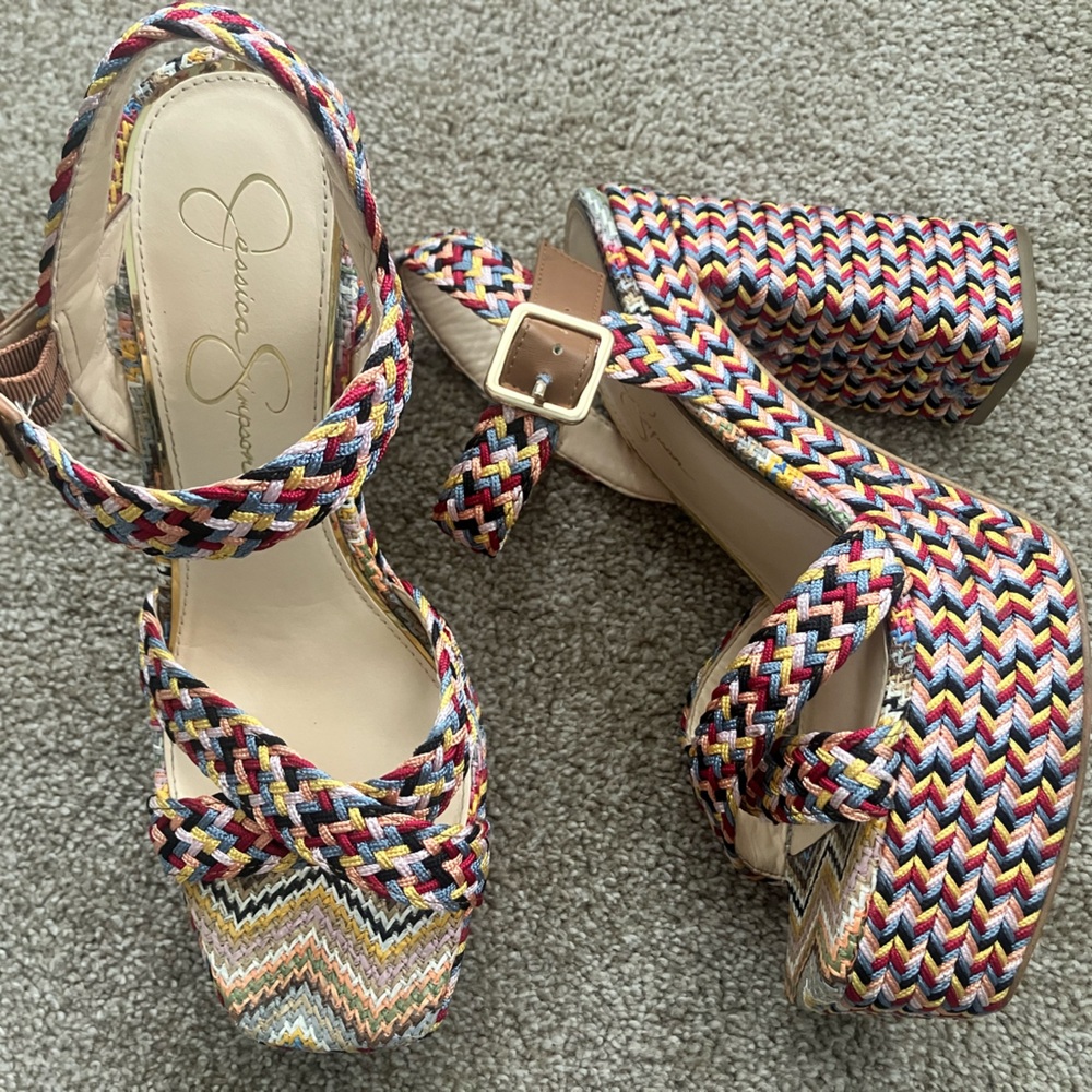 Jessica Simpson Multicolor Braided Platform Sandals